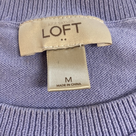 LOFT Pretty Lace Detail on Front of Sweater in Lavender, Size M. - Picture 6 of 6